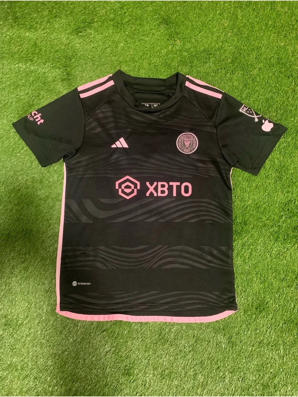 adidas Kids Black and Pink Soccer Jersey with XBTO Logo